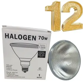 302716 Hd Supply 12 Pack Of 70w Par38 Halogen Flood Bulb Indoor Outdoor 120v New
