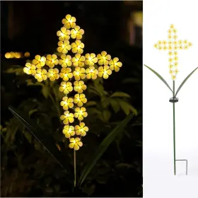 Hdnicezm 694026801330 Solar Cross Garden Lights Outdoor Decorative - Metal Yellow