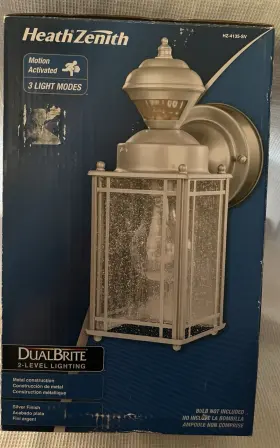 Heath 016963413573 Zenith Motion Activated Porch Light Silver 3light Modes 2 Level Lighting