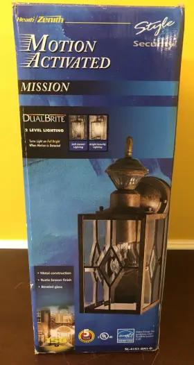 Heath 016963415102 2009 Zenith Motion Activated Mission Rustic Brown Style Security Light Nos