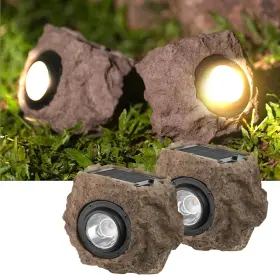 Sl0109 Herzila Solar Rock Lights Outdoor 2 Pack Ip65 Led Waterproof Garden Spot Sol