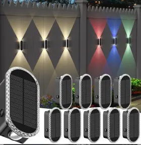 Sl0126p-0906 Herzila 10 Pack Solar Fence Lights-rgbw Powered Wall Lights Waterproof 8-