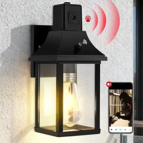 Hihuos 313105253265 Porch Light With Security Camera Built In Dusk To Dawn Outdoor Lighting