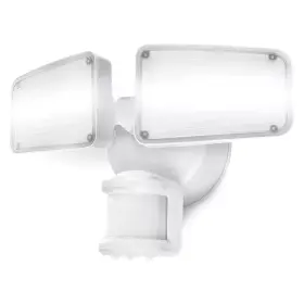 Home Zone Security 744760012582 White Motion Activated Outdoor Integrated Led Twin-head Dual-brightness Flood Li