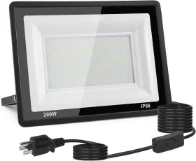 200w Hongde 705353945533 Led Flood Light Outdoor 20000lm Work With Plug And Switch Ip66