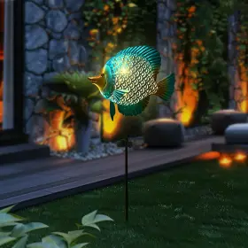Lh0101052024 Hongland Solar Outdoor Lights -metal Fish Decorative Stake- Garden Warm Yello