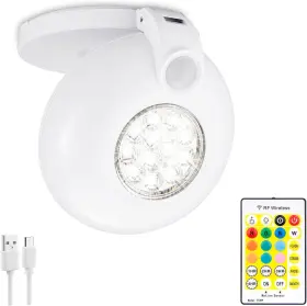 Hongut 744759060778 Spotlight Indoor Outdoor Battery Operated Motion Sensor Light With Remote 10 Col