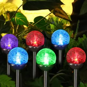 47293885 Honoson 6 Pieces Crackle Glass Solar Lights Led Color Changing Outdoor