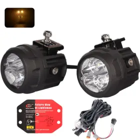 Ht-zw80-y House Tuning Yellow Beam Led Fog Light-2pack With Wire Harness Waterproof Swtich Kit 3inch