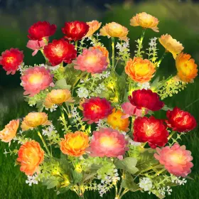 Ssl00012 Hsxlxsc Solar Garden Lights Outdoor 4 Pack 28 Flower Red&pink&orange&yellow