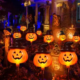 Kyc-h0325 Huatek Halloween Solar Pumpkin Lights Outdoor Decorations Orange