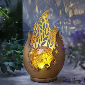 Hyd-s001-01 Huaxu Solar Lights Outdoor Decor Waterproof Metal Cracked Glass Globe Copper1