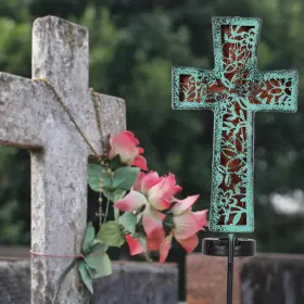 Hy1283-p Huyieno Solar Cross Garden Stake Lights 38inch Outdoor Waterproof Memorial Dec