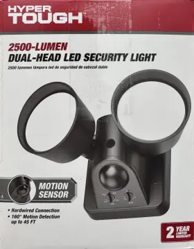 Hyper Tough 850049867702 2-head Led Direct Wire Motion Sensing Outdoor Security Light Black