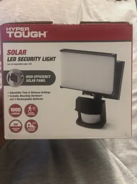 Fsi80821 Hyper Tough - 1000 Lumens Solar Security Light Panel And Rechrg Batts