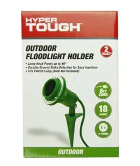 Gl-011 Hyper Tough Outdoor Floodlight Holder 6ft Cord Lamp Head Pivots Up To 90 Degre