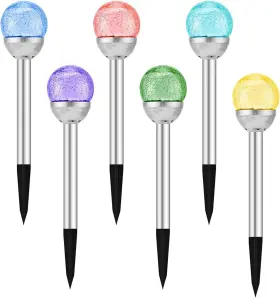 Hywgdlt 742773900988 Solar Garden Lights Cracked Glass For Outdoor 6 Pack Color Changing