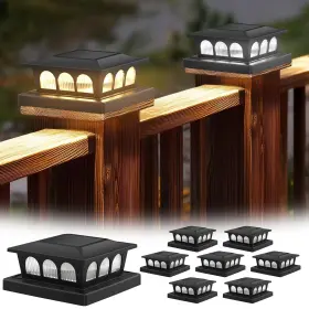 M015b Icerona 8 Pack Solar Post Cap Lights Warm And White Auto On/off Waterproof Outdoor Pos