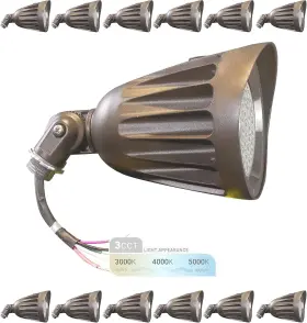Nw-blt-25w-3ct-kn-bz-12p  Inc 25w Led Outdoor Bullet Spot Lights 12pk 3500lm 3000k 4000k 5000k Waterproof Yard