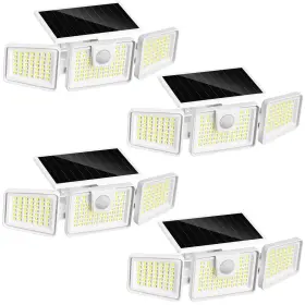 Incx 199874219042 Solar Lights Outdoor With Motion Sensor 3 Heads Security 4 Pcs White
