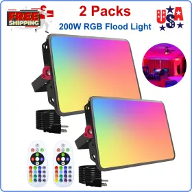 740107672 Indmird 2 Pack 200w Rgb Flood Light Color Changing Floodlight Smart