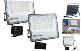Chx-a-60w Indmird 2 Pack 60w Led Outdoor Flood Light Exterior Lights Plug In