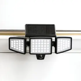 Ams1971 Insert Toolless Products 1 000-lumen Gutter-mount Triple-head Solar Security Light Black