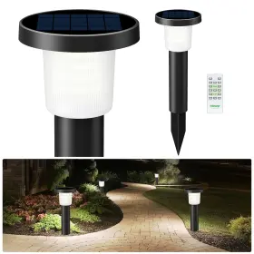 Us-17b-bk-2p Intelamp Solar Garden Lights Outdoor Waterproof 2 Pack Bright Led Black