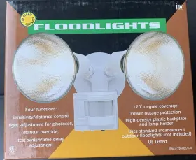 2201-09 International Development Corporation 2201-09/170 Floodlights - Motion Detector 2-bulb Security With 170 Degree Coverage Brand New