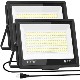 B0clltkz96 Isuerfy 120w Led Flood Light Outdoor With Plug 14400lm Waterproof Security Lights 2 Pack