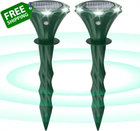 Jartc 445025720770 Mole Repeller Solar Powered 2 Pack Waterproof Motion Detection Led Flash Light