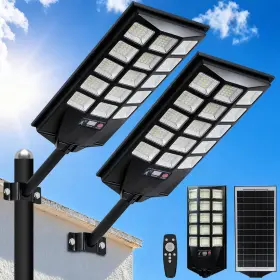 90161 Jercoda Solar Street Lights Outdoor 2 Pack 6500k 50000lm Led Flood Mo
