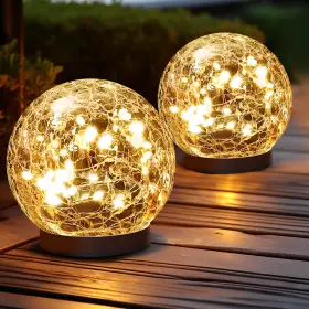 Guo-xbq-5 Jkimk Solar Globe Lights Outdoor Waterproof-solar Balls 2 Globes Warm White