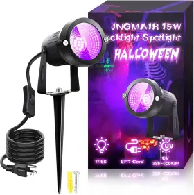 Jngmair 705353560170 15w Outdoor Black Light For Halloween Ip66 Led Blacklight Stake 6ft Paint 1 Pack
