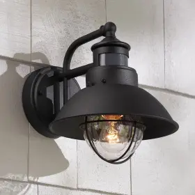 A80672p John Timberland Oberlin Rustic Outdoor Wall Light Fixture Black Dusk To Dawn Motion Sensor 9 Inch