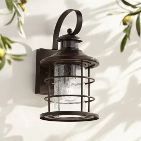 Jf-1703013 John Timberland Coastal Outdoor Wall Light Fixture Bronze 14 Inch Motion Sensor For Exterior House