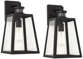 Ks165p8 John Timberland Arrington 14 3/4 Inch High Black Motion Sensor Outdoor Wall Light Set Of 2