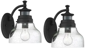 Ks275p8 John Timberland Nobel 10 Inch High Black Motion Sensor Outdoor Wall Light Set Of 2