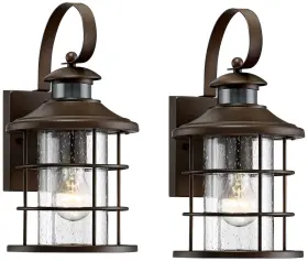 Ks3392n John Timberland Hogan 14 Inch High Bronze Motion Sensor Outdoor Wall Light Set Of 2
