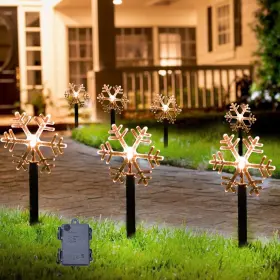 Jointwin 791107518863 Christmas Snowflake Pathway Lights Battery Operated Warm White Multicolor
