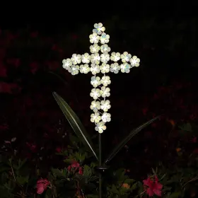 Joyathome 694026800340 Solar Cross Garden Stake Outdoor Lights 40 Inch Powered Warm White