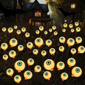 17564 Joyin Halloween Decorations Outdoor Solar Scary Eyeball Lights 4 Pcs White