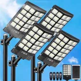 Jwt Tl-166-4 Solar Street Lights Outdoor Waterproof 100000lm Powered Parking 4 Pack