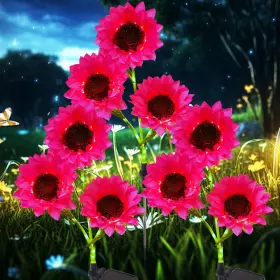 Kaivesea 731055263781 3 Pack Solar Garden Flowers Lights Outdoor Waterproof Pink Sunflower