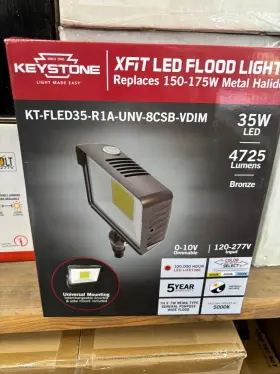 Kt-fled35-r1a-unv-8csb-vdim Keystone Led Security Flood Light Dusk To Dawn 120-277v 35w 175w Bronze 4725 New