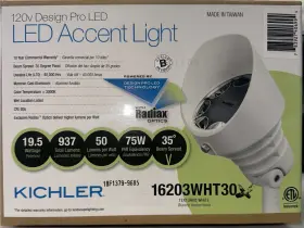 16203wht30 Kichler 19.5w Led White Accent Light 3000k 35 Degree Flood Beam Model 16203wht30 Kichler 19.5w Led White Accent Light 3000k 35 Degree Flood Beam Model