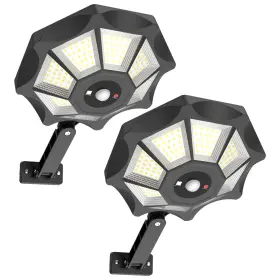 Kf-sgl01-2p Kifflux Solar Lights Outdoor Waterproof 8 Sides Street 2 Pack Black