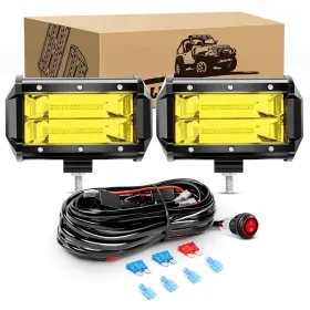 Kingopt 782917752615 Led Light Bar 2pcs 5inch 72w Yellow Flood Pods 18000lm High Brightness B