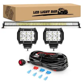 300w Kingopt 782917752707 Led Light Bar 52inch Spot Flood Pods And 2pcs 4inch 18w Off Ro