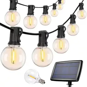 Koaoeirs 313034450490 25-light 50 Ft. Outdoor Solar Led G40 Integrated Globe Shatterproof 2700k Fo